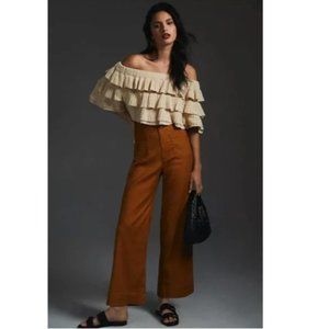 Colette Cropped Wide-Leg Linen Pants by Maeve